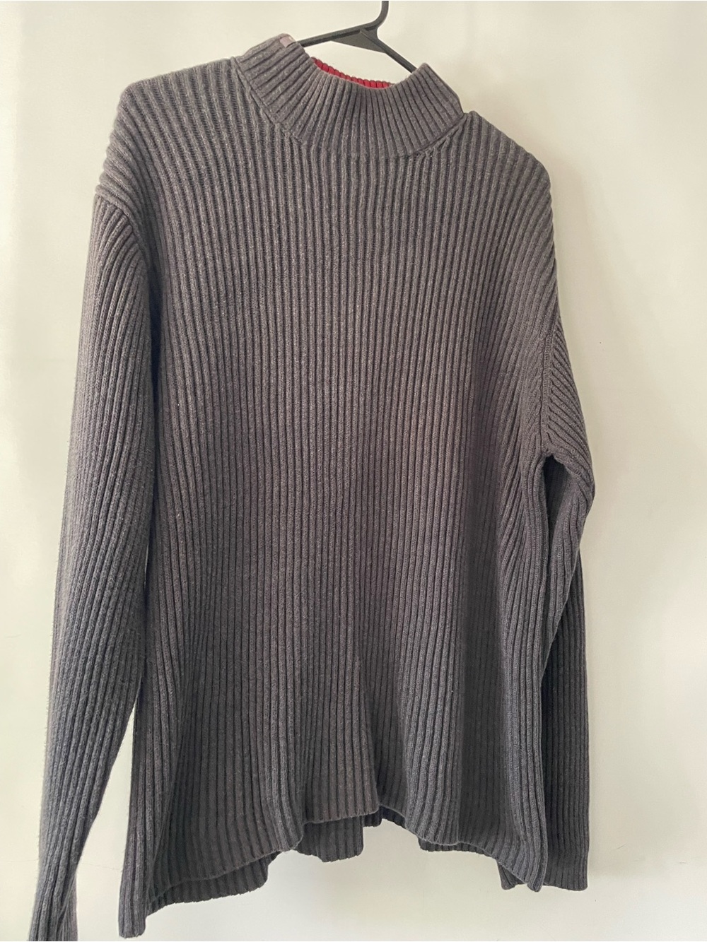 Vintage Y2K Gray Knit  Ribbed Mock Neck Mens  Sweater